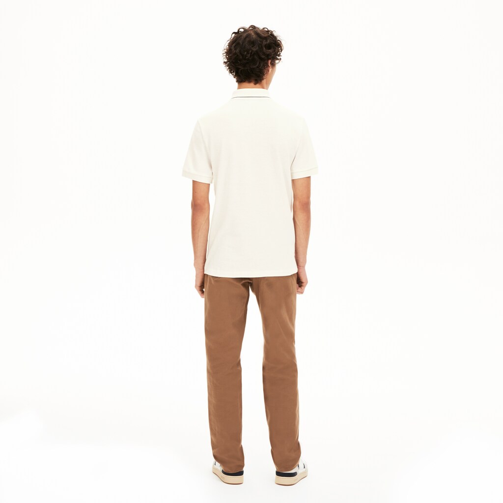 Mens   Regular Fit Linen-Blend Polo Shirt | Lacoste White / Black • 8Lp