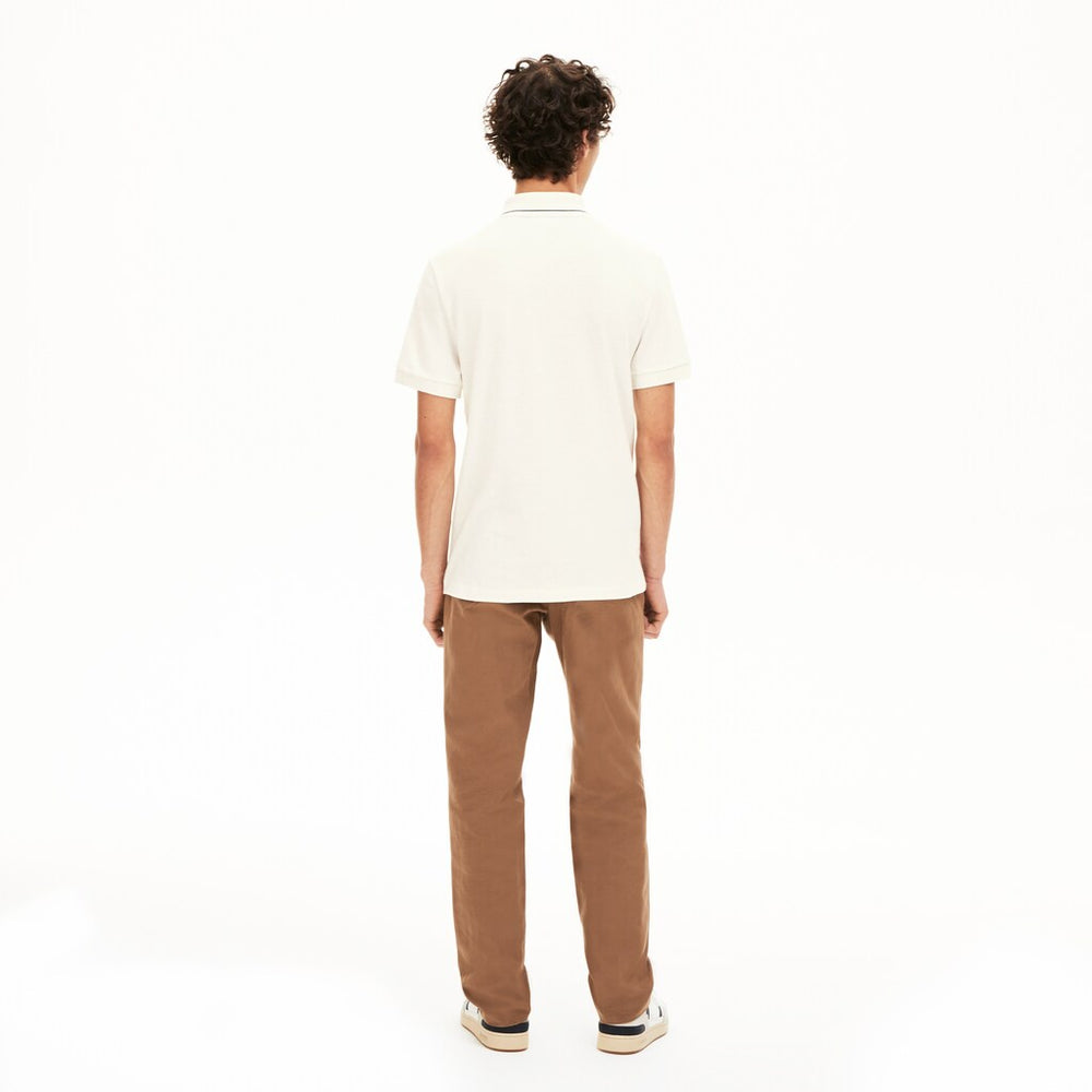 Mens   Regular Fit Linen-Blend Polo Shirt | Lacoste White / Black • 8Lp