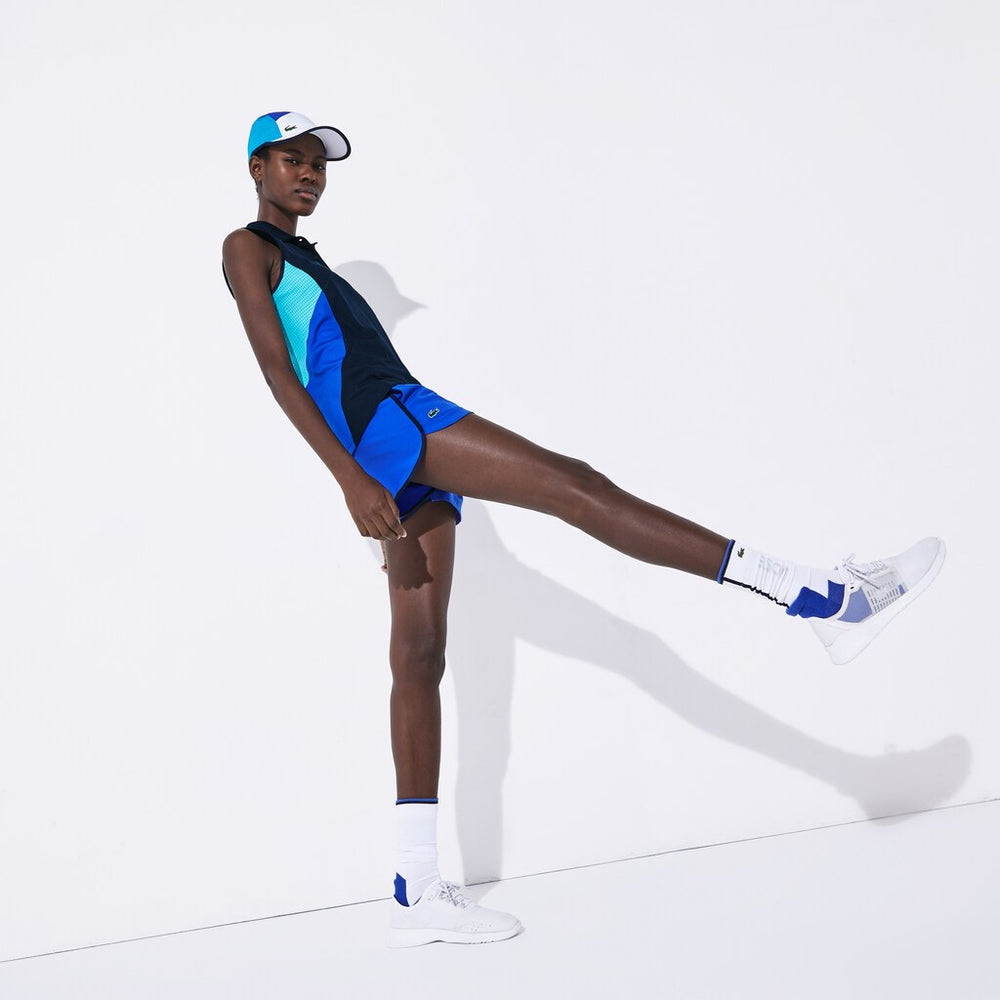 Womens Wo  SPORT Breathable Piqué Tennis Polo | Lacoste Navy Blue / Blue / Turquoise / White • Pe8