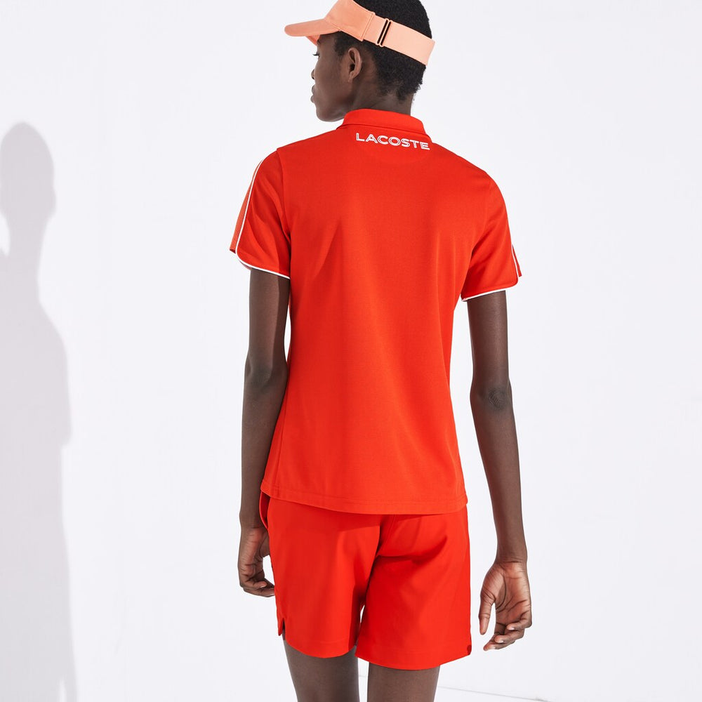 Womens Wo  SPORT Breathable Zip-Up Polo Shirt | Lacoste Red / White • 4L8