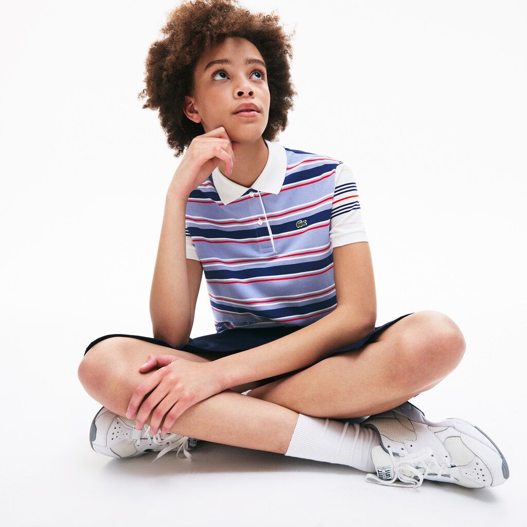 Womens Wo  Classic Fit Striped Cotton Polo Shirt | Lacoste Purple / Navy Blue / White / Red / Light Pink • R4K