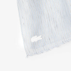 Mens Wo  Pinstriped Cotton-Linen Scarf | Lacoste Light Blue / White / Navy Blue • U14