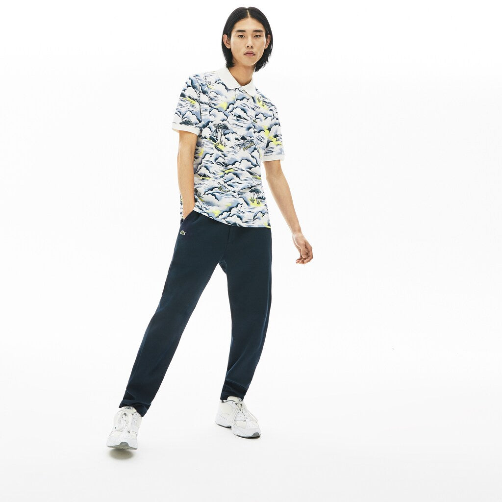 Mens   Print Cotton Piqué Classic Fit Polo Shirt | Lacoste Purple / Yellow / White • Ksc