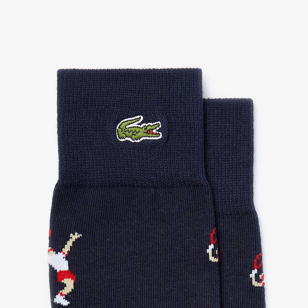 Mens Unisex LIVE Tennis Player Pattern Socks | Lacoste Navy Blue / White • Qrn