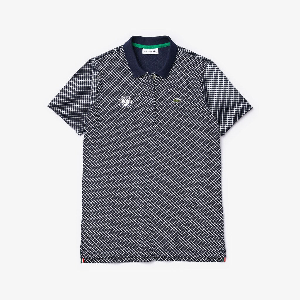 Womens Wo  SPORT Roland Garros Printed Cotton Polo Shirt | Lacoste Navy Blue / White / Green • Mn3