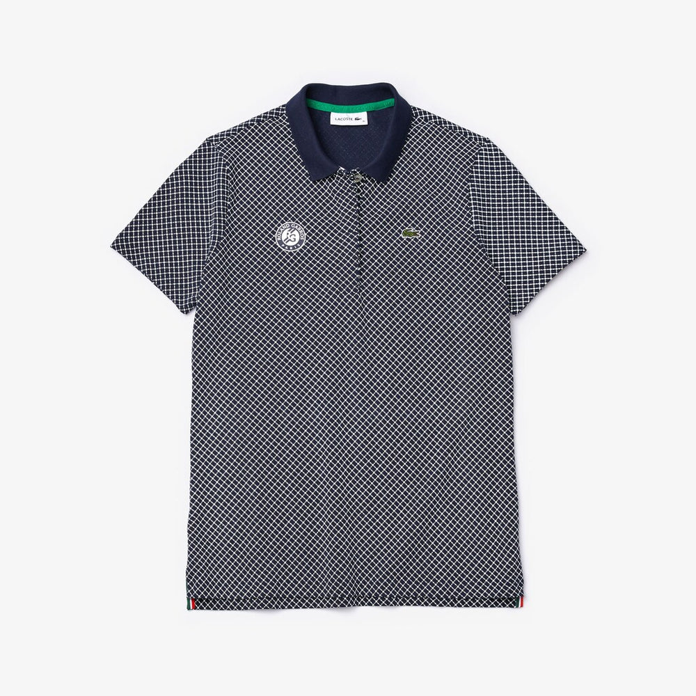 Womens Wo  SPORT Roland Garros Printed Cotton Polo Shirt | Lacoste Navy Blue / White / Green • Mn3