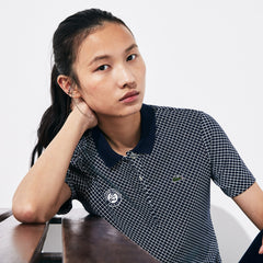 Womens Wo  SPORT Roland Garros Printed Cotton Polo Shirt | Lacoste Navy Blue / White / Green • Mn3