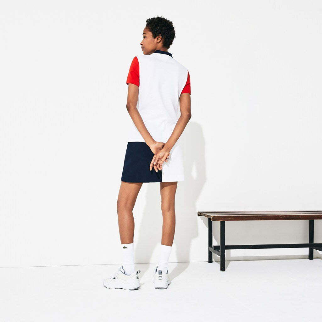 Womens Wo  SPORT Roland Garros Color-Block Polo Shirt | Lacoste White / Red / Navy Blue • Mt3
