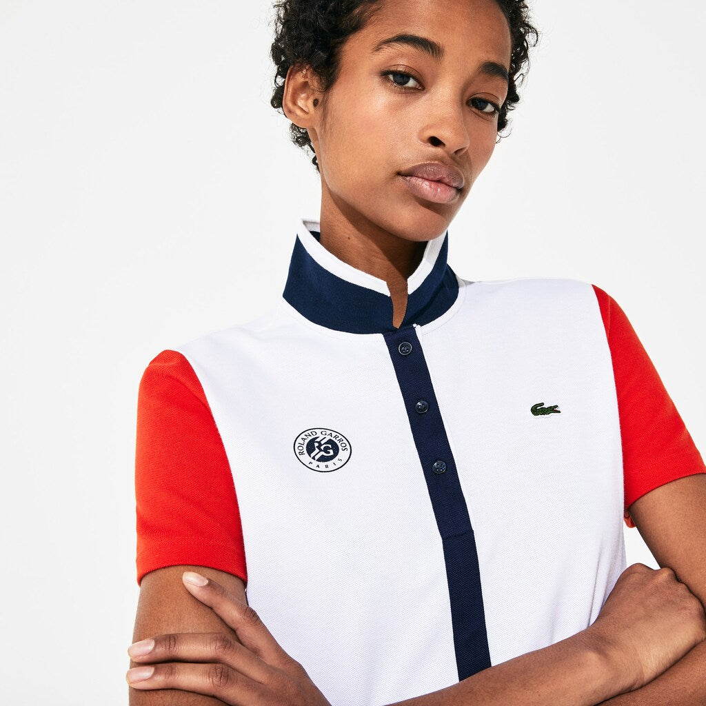 Womens Wo  SPORT Roland Garros Color-Block Polo Shirt | Lacoste White / Red / Navy Blue • Mt3