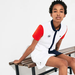 Womens Wo  SPORT Roland Garros Color-Block Polo Shirt | Lacoste White / Red / Navy Blue • Mt3