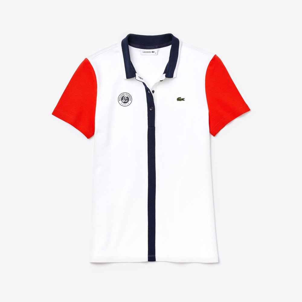 Womens Wo  SPORT Roland Garros Color-Block Polo Shirt | Lacoste White / Red / Navy Blue • Mt3