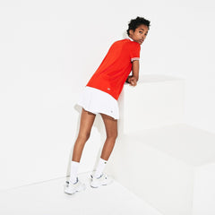 Womens Wo  SPORT Roland Garros Breathable V-Neck Polo Shirt | Lacoste Red / White / Green • Ymf
