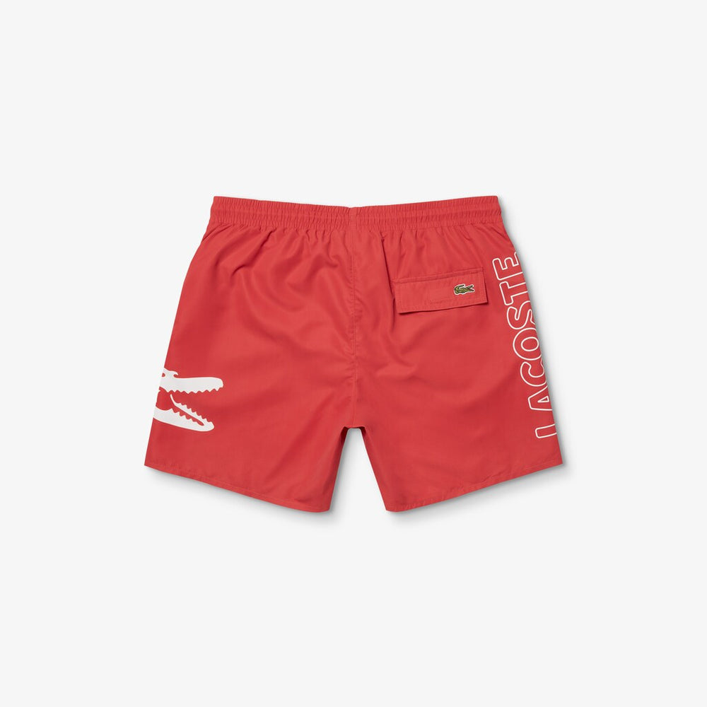 Mens   Oversized Crocodile Print Light Quick-Dry Swim Shorts | Lacoste Red • 240