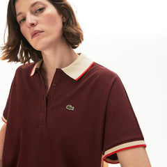 Womens Wo  Relaxed Fit Cotton Polo | Lacoste Bordeaux / Beige / Red • R9B
