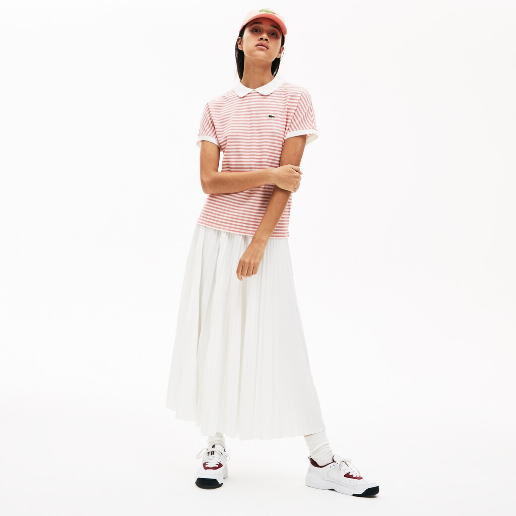 Womens Wo  Striped Polo | Lacoste Red / White • 4Vb