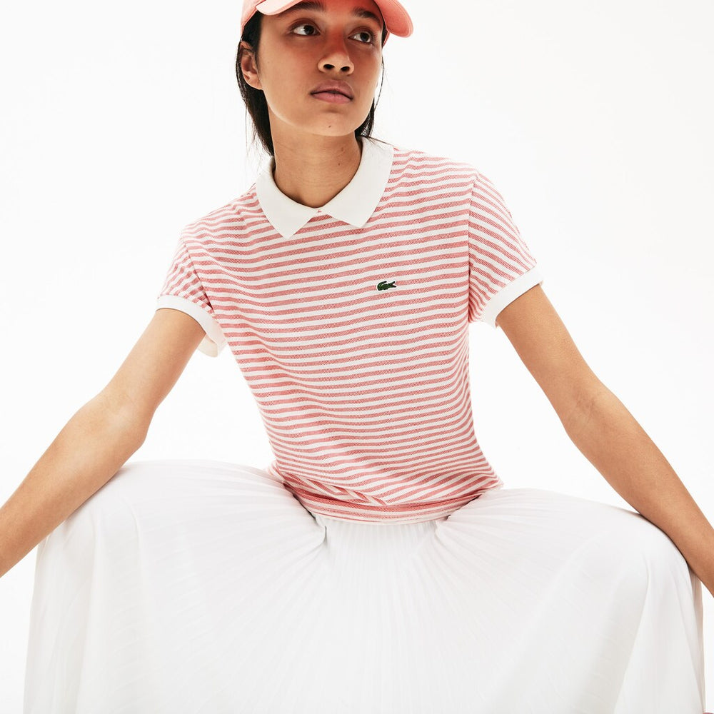 Womens Wo  Striped Polo | Lacoste Red / White • 4Vb