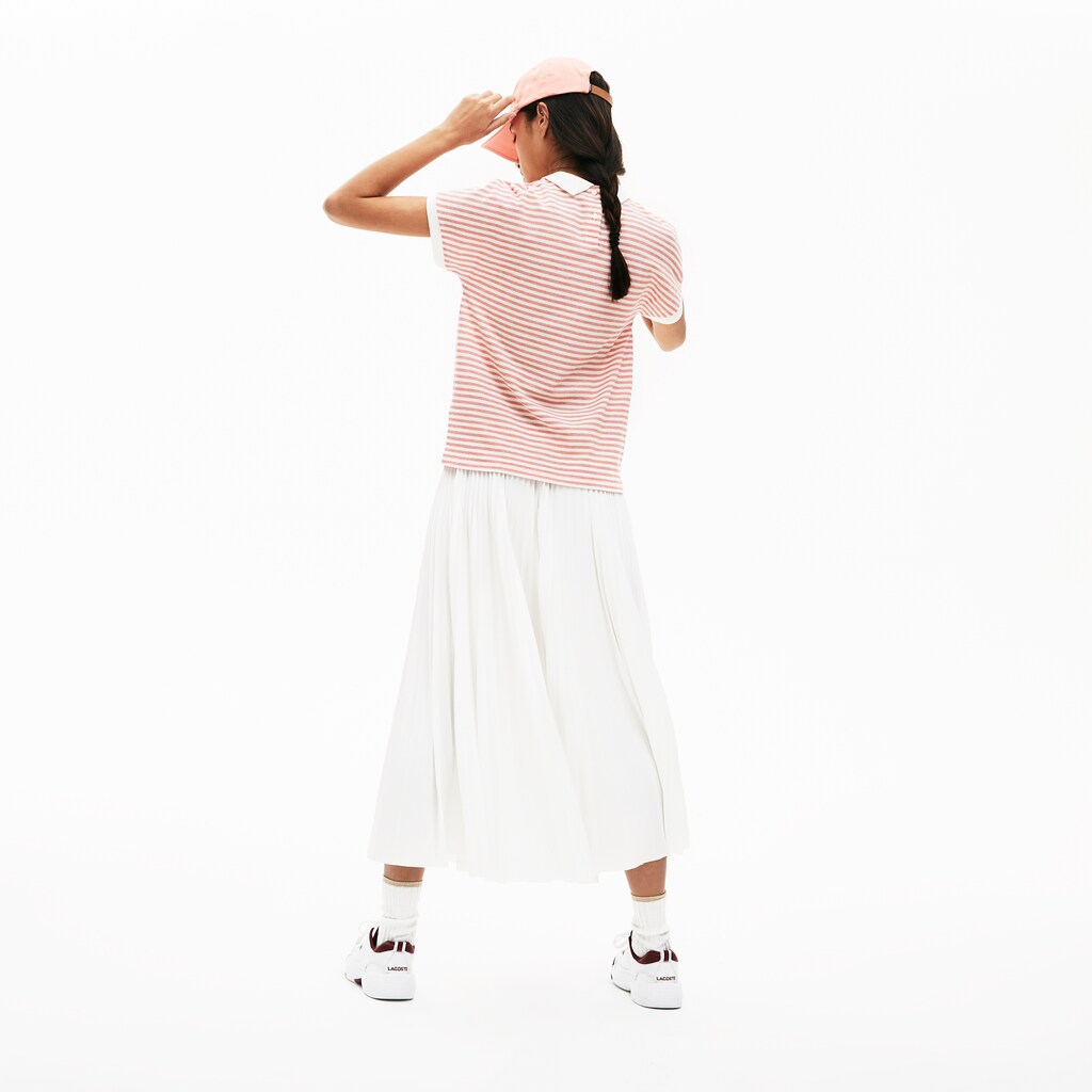 Womens Wo  Striped Polo | Lacoste Red / White • 4Vb