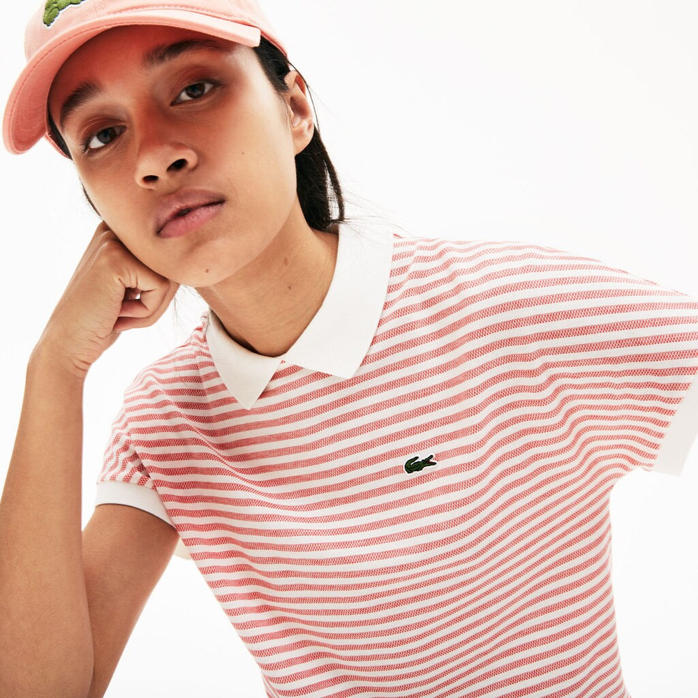 Womens Wo  Striped Polo | Lacoste Red / White • 4Vb