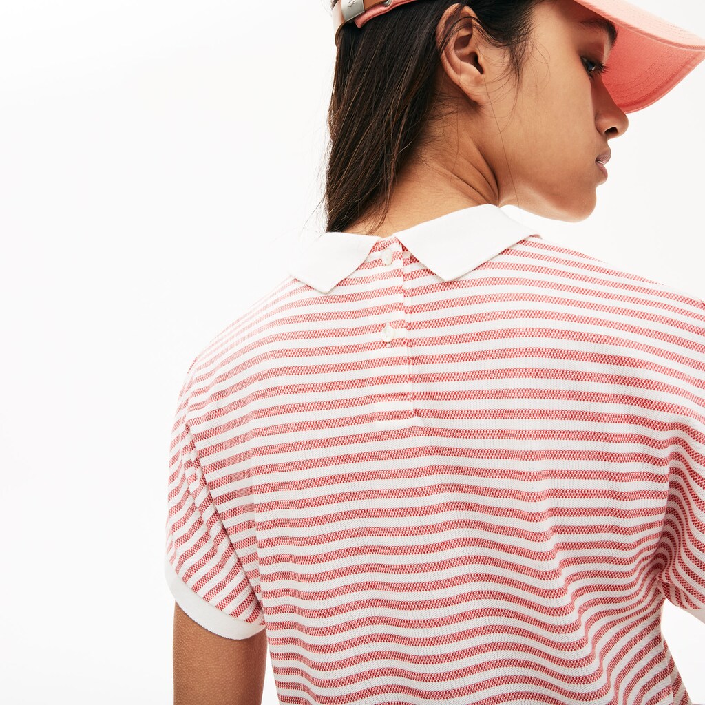 Womens Wo  Striped Polo | Lacoste Red / White • 4Vb