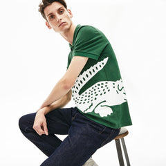 Mens   Oversized Crocodile Print Polo Shirt | Lacoste Green • 132