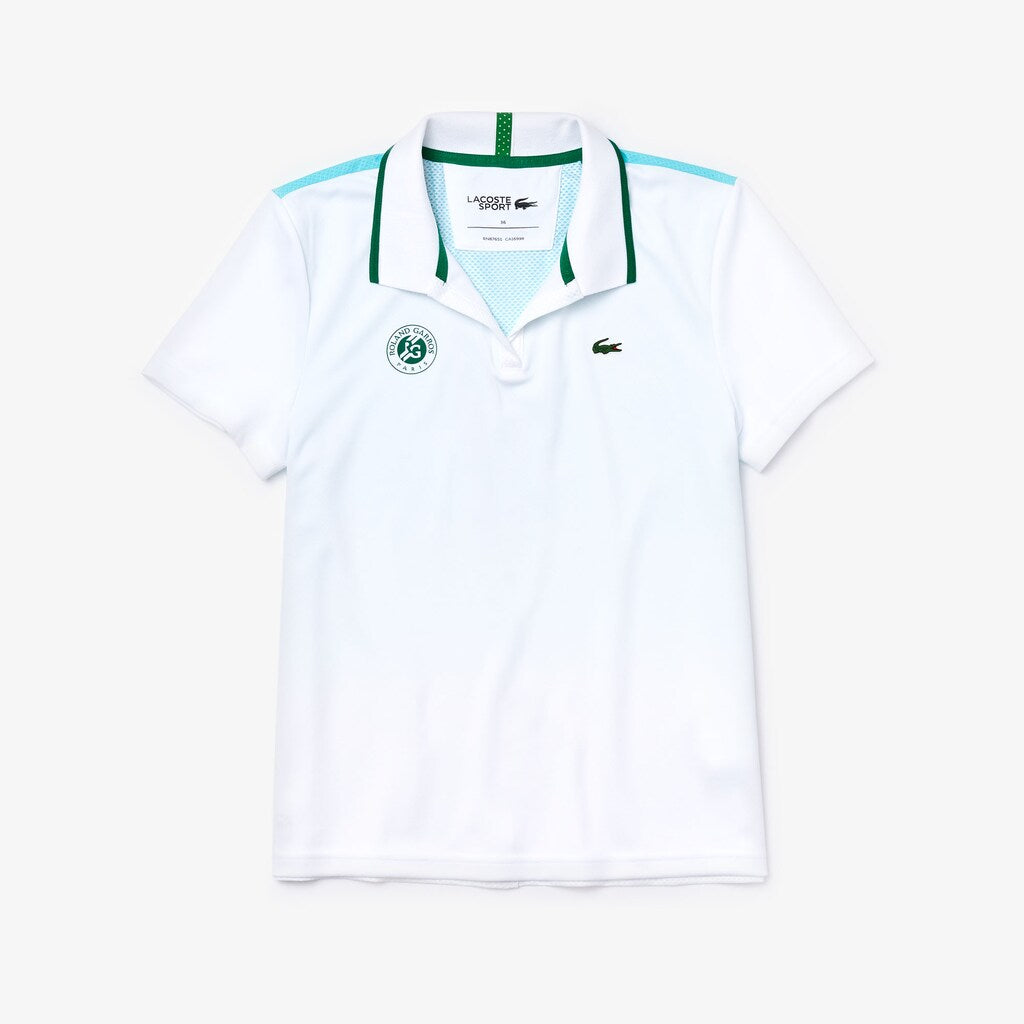 Womens Wo  SPORT Roland Garros Ombré-Print Polo Shirt | Lacoste White / Turquoise / Green • Ypk