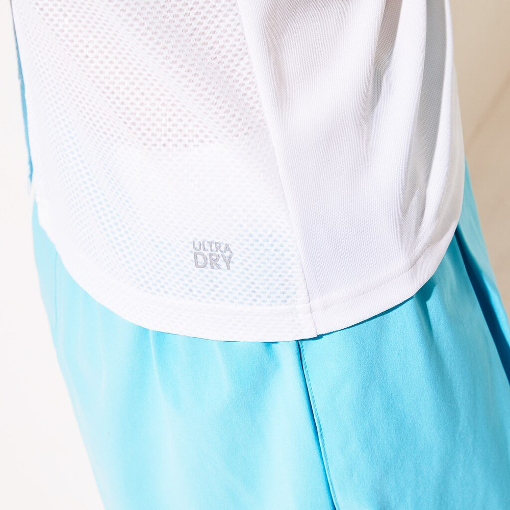 Womens Wo  SPORT Roland Garros Ombré-Print Polo Shirt | Lacoste White / Turquoise / Green • Ypk