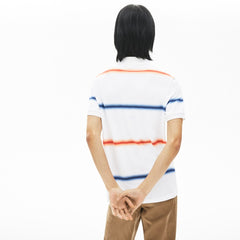 Mens   Made in France Regular Fit Cotton Piqué Polo Shirt | Lacoste White / Navy Blue / Red • Rxt