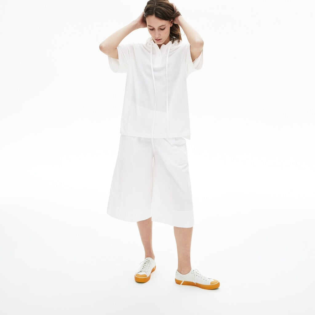 Womens Wo  Solid Cotton Piqué Hooded Polo Shirt | Lacoste White • 001