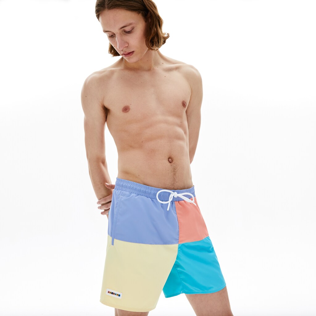 Mens   Colorblock Quick-Dry Swim Shorts | Lacoste Purple / Yellow / Pink / Turquoise • Tcb