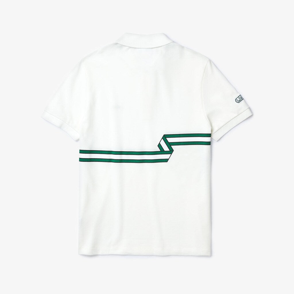 Mens   Stripe Print Polo Shirt | Lacoste White • 70V