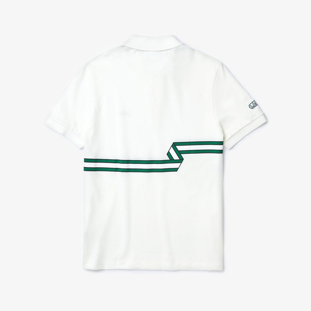 Mens   Stripe Print Polo Shirt | Lacoste White • 70V