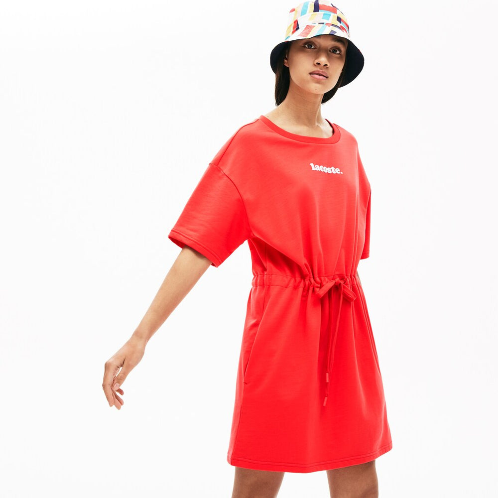 Womens Wo  Signature Cotton Fleece T-shirt Dress | Lacoste Red • 4By