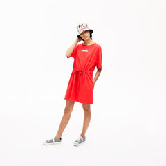 Womens Wo  Signature Cotton Fleece T-shirt Dress | Lacoste Red • 4By