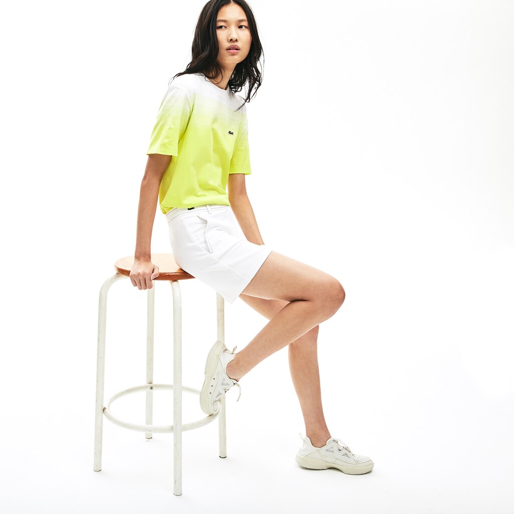 Womens Wo  Made in France Contrast Stitching Shorts | Lacoste White / Navy Blue • 522