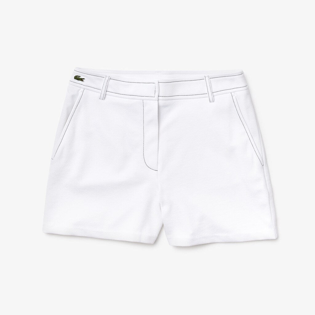 Womens Wo  Made in France Contrast Stitching Shorts | Lacoste White / Navy Blue • 522