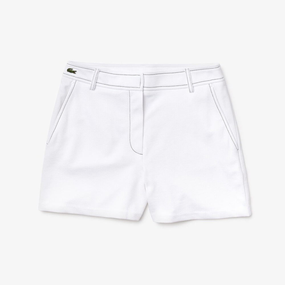 Womens Wo  Made in France Contrast Stitching Shorts | Lacoste White / Navy Blue • 522