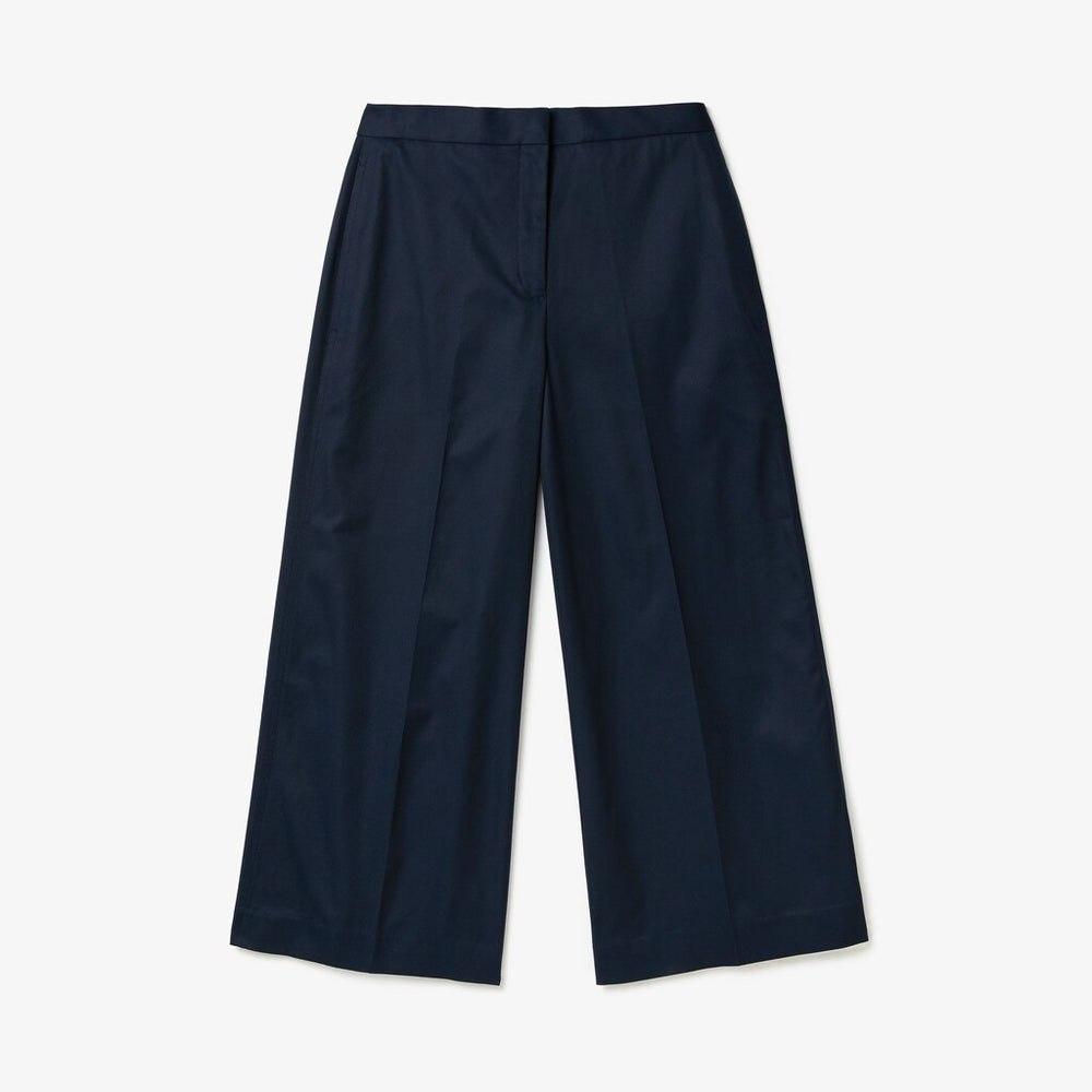 Womens Wo  Wide Cropped Cotton Pants | Lacoste Navy Blue • 166