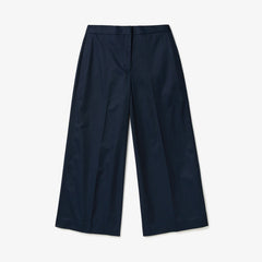 Womens Wo  Wide Cropped Cotton Pants | Lacoste Navy Blue • 166