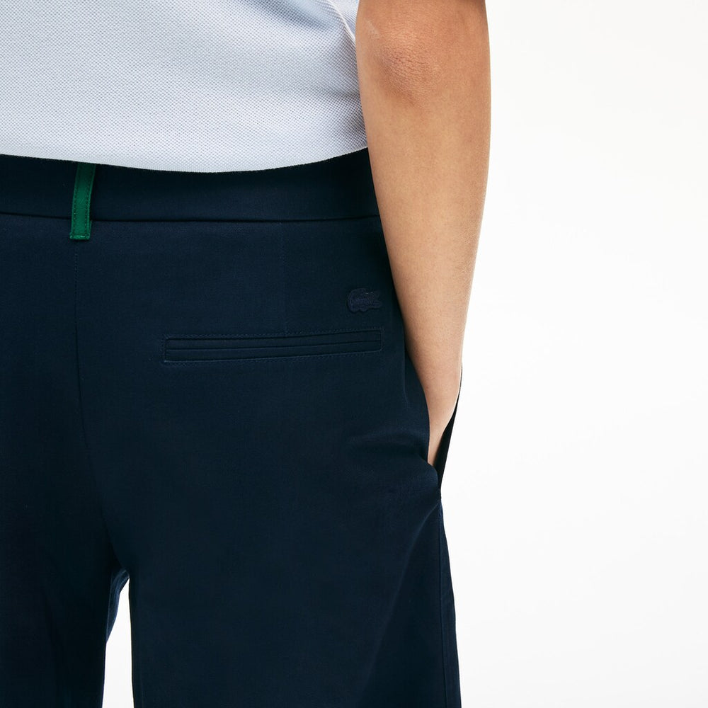 Womens Wo  Wide Cropped Cotton Pants | Lacoste Navy Blue • 166