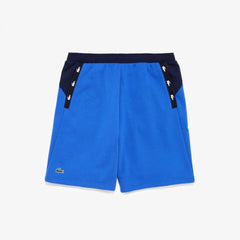 Mens   SPORT Crocodile Striped Colorblock Fleece Shorts | Lacoste Blue / Navy Blue • Qbn