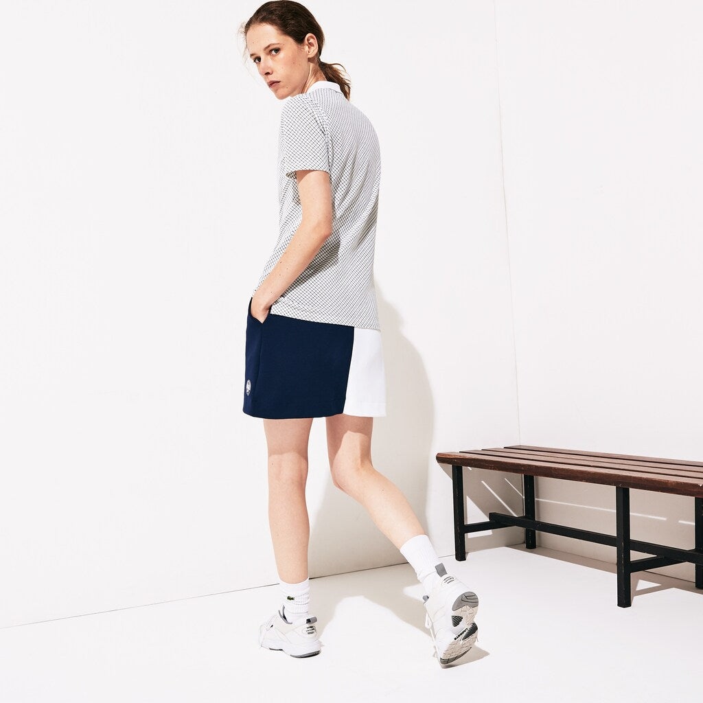 Womens Wo  SPORT Roland Garros Color-Block Skirt | Lacoste White / Navy Blue / White • Du9