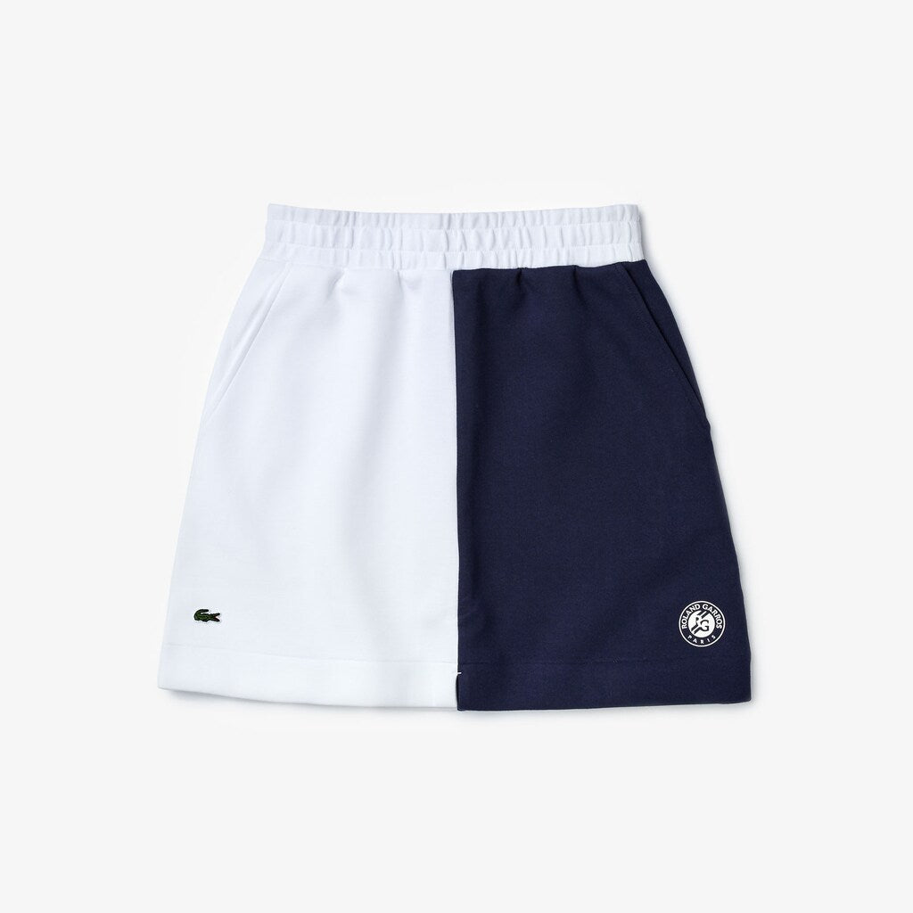 Womens Wo  SPORT Roland Garros Color-Block Skirt | Lacoste White / Navy Blue / White • Du9
