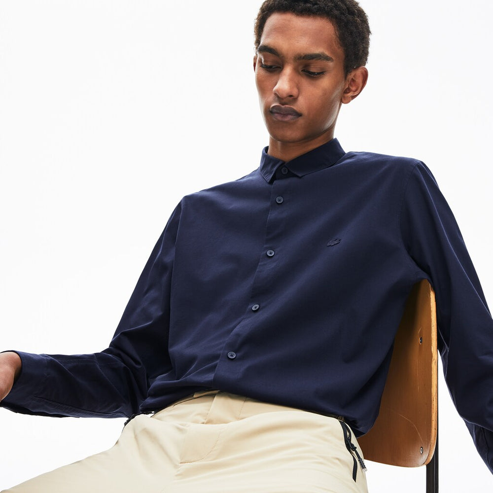 Mens   Motion Breathable Stretch Cotton Shirt | Lacoste Navy Blue • Mxq