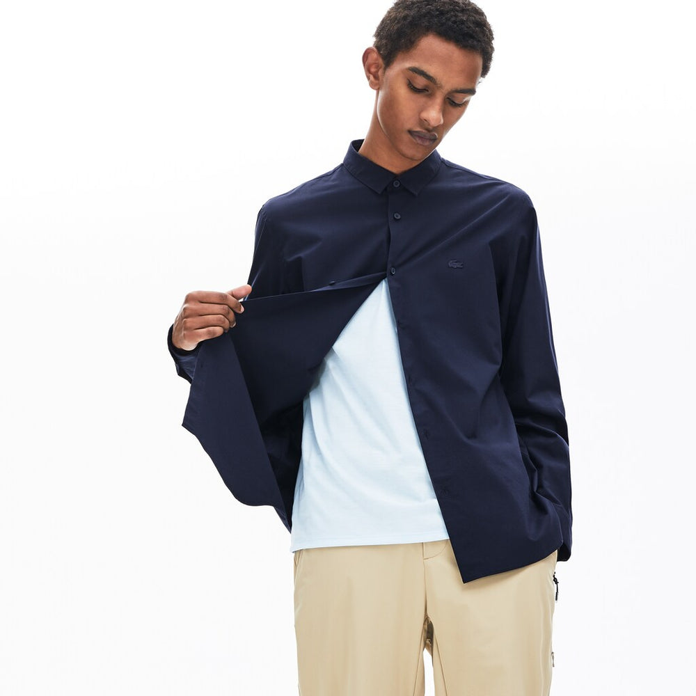 Mens   Motion Breathable Stretch Cotton Shirt | Lacoste Navy Blue • Mxq