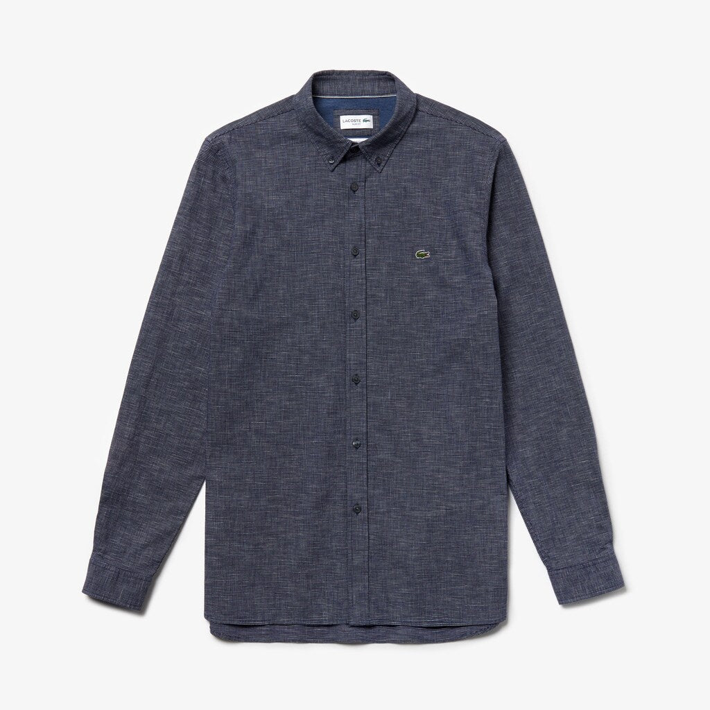 Mens   Checkered Cotton Shirt | Lacoste Navy Blue • 166