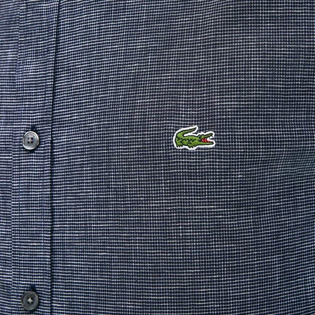 Mens   Checkered Cotton Shirt | Lacoste Navy Blue • 166