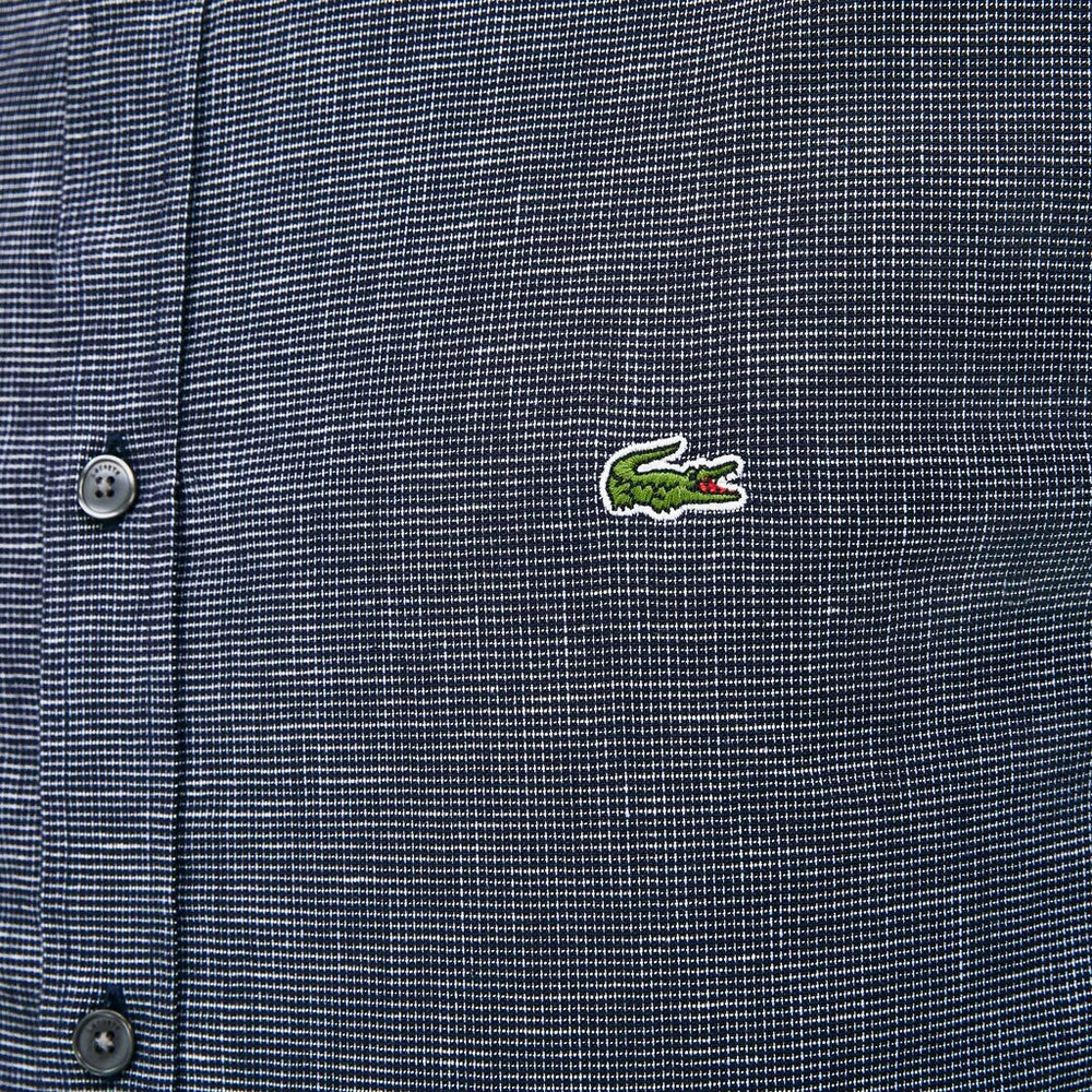 Mens   Checkered Cotton Shirt | Lacoste Navy Blue • 166