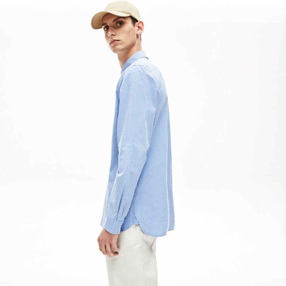 Mens   Regular Fit Cotton and Silk Shirt | Lacoste Light Blue / White • 1Zz