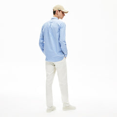 Mens   Regular Fit Cotton and Silk Shirt | Lacoste Light Blue / White • 1Zz