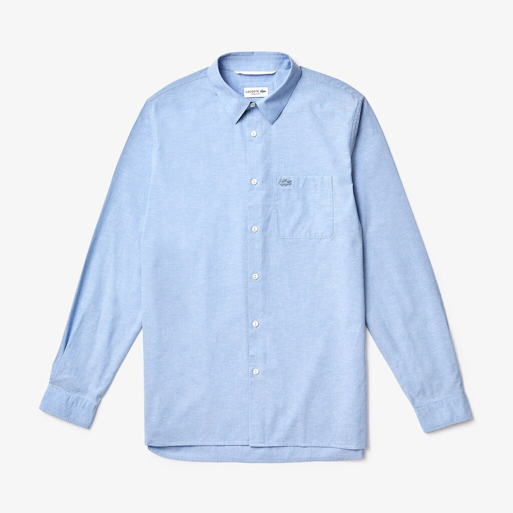Mens   Regular Fit Cotton and Silk Shirt | Lacoste Light Blue / White • 1Zz